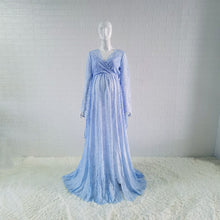 Load image into Gallery viewer, Boho Style Maternity Photography Dress Sides Slit Hollow Out Lace