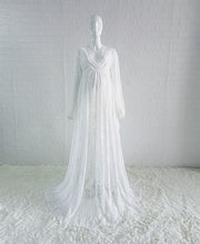 Load image into Gallery viewer, Boho Style Maternity Photography Dress Sides Slit Hollow Out Lace