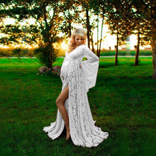 Load image into Gallery viewer, Boho Style Maternity Photography Dress Sides Slit Hollow Out Lace