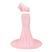Load image into Gallery viewer, Two Pieces  One Shoulder Maternity Dress for Photo Shoot/ Baby Shower