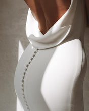 Load image into Gallery viewer, Sexy Mermaid Wedding Dress V-Neck Open Back Boho Long Train With Accent  Buttons