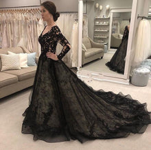 Load image into Gallery viewer, Beautiful Alternative/Gothic Dress Ball Gown V-neck Long Sleeves Tulle And Lace Appliques - A Thrifty Bride Shop