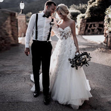 Load image into Gallery viewer, Beautiful Bohemian Wedding Dress Appliqued With 3D Flowers Tiered Tulle Skirt A-Line Bodice Very Dramatic