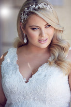 Load image into Gallery viewer, Chiffon Applique Lace Plus Size Beach Bridal Dress Corset Back Gown With Court Train - A Thrifty Bride Shop