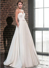 Load image into Gallery viewer, Elegant Sweetheart Satin Wedding Dress with Jacket Long Sleeve Floor Length Has Pockets - A Thrifty Bride Shop