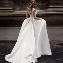 Load image into Gallery viewer, The Sales Rack-Stunning Autumn/Winter Bridal Dress Made In Satin Sexy V-back - A Thrifty Bride Shop