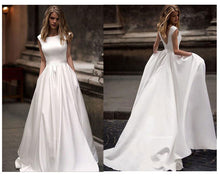 Load image into Gallery viewer, The Sales Rack-Stunning Autumn/Winter Bridal Dress Made In Satin Sexy V-back - A Thrifty Bride Shop
