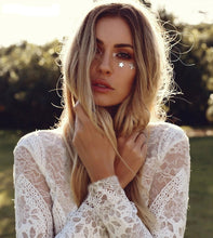 Load image into Gallery viewer, Bohemian Inspired Lace Long Sleeve Ivory Beach Wedding Dress