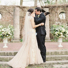Load image into Gallery viewer, Boho Blush Pink Country Wedding Dress Features Beautiful Appliques In Lace