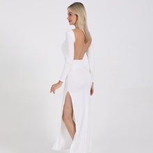 Load image into Gallery viewer, Long Sleeve Elegant Party/Bridal Maxi Dress Side High Split Backless And Sexy
