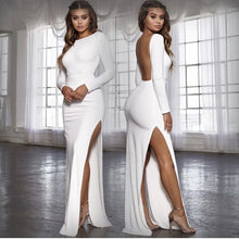 Load image into Gallery viewer, Long Sleeve Elegant Party/Bridal Maxi Dress Side High Split Backless And Sexy