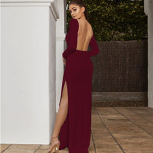 Load image into Gallery viewer, Long Sleeve Elegant Party/Bridal Maxi Dress Side High Split Backless And Sexy