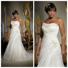 Load image into Gallery viewer, Sweetheart Mermaid Wedding Dress Organza With Crystal Chapel Train Fall and Winter Bride - A Thrifty Bride Shop