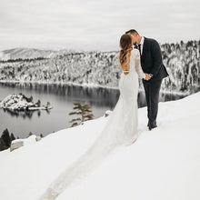 Load image into Gallery viewer, Backless Mermaid Wedding Dress Long Sleeves Deep V-neck Full Length Train