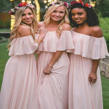 Load image into Gallery viewer, Chiffon Long Bridesmaids Gown/Dress Elegant Off The Shoulder Style - A Thrifty Bride Shop