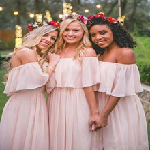 Load image into Gallery viewer, Chiffon Long Bridesmaids Gown/Dress Elegant Off The Shoulder Style - A Thrifty Bride Shop