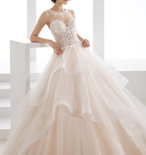 Load image into Gallery viewer, Sexy See Through Bodice Romantic Wedding Dress With Lace Appliques And Ruffled Skirt - A Thrifty Bride Shop