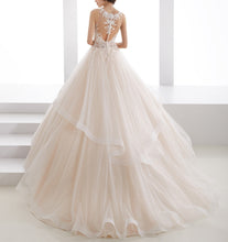 Load image into Gallery viewer, Sexy See Through Bodice Romantic Wedding Dress With Lace Appliques And Ruffled Skirt - A Thrifty Bride Shop