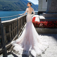 Load image into Gallery viewer, Luxury Mermaid Wedding Dress Long Sleeve And Sexy See Through Back - A Thrifty Bride Shop