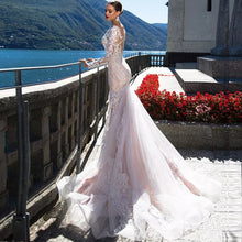 Load image into Gallery viewer, Luxury Mermaid Wedding Dress Long Sleeve And Sexy See Through Back - A Thrifty Bride Shop