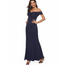 Load image into Gallery viewer, Elegant Off Shoulder Bridesmaid Dress With Slit Long Maxi Style