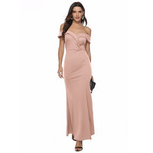 Load image into Gallery viewer, Elegant Off Shoulder Bridesmaid Dress With Slit Long Maxi Style