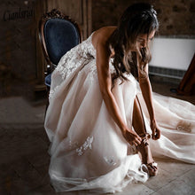 Load image into Gallery viewer, Sexy Modern High Split Sleeveless Long Country/City Wedding Dress Sweetheart Appliques Lace Beading - A Thrifty Bride Shop