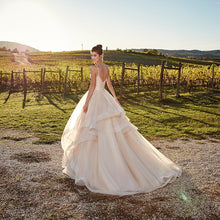 Load image into Gallery viewer, Spaghetti Straps And Tiered Ruffles Flowing Sweep Train Are The Feature Of This Beautiful Dress - A Thrifty Bride Shop
