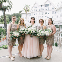 Load image into Gallery viewer, Pretty Lace Top Blush Pink Tulle Wedding Dress Plus Size Long Sleeve V Neck A Line Floor Length - A Thrifty Bride Shop