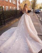 Load image into Gallery viewer, 2020 Romantic Luxury Lace And Appliques Wedding Dress With Sexy Illusion Back - A Thrifty Bride Shop