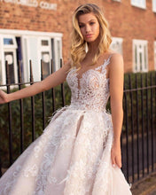 Load image into Gallery viewer, 2020 Romantic Luxury Lace And Appliques Wedding Dress With Sexy Illusion Back - A Thrifty Bride Shop