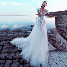 Load image into Gallery viewer, Luxury Tulle A-line Wedding Dress Sexy And Sophisticated Backless Featuring  3D Lace Flowers