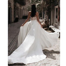Load image into Gallery viewer, Jumpsuit Wedding Dress with Detachable Train Sweetheart Satin Lace Appliques - A Thrifty Bride Shop