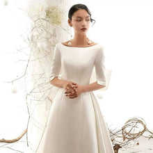 Load image into Gallery viewer, Vintage Inspired Matted Satin Wedding Dress With Big Bow Elegant Awe Inspiring