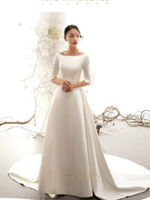 Load image into Gallery viewer, Vintage Inspired Matted Satin Wedding Dress With Big Bow Elegant Awe Inspiring