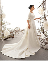 Load image into Gallery viewer, Vintage Inspired Matted Satin Wedding Dress With Big Bow Elegant Awe Inspiring