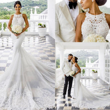 Load image into Gallery viewer, Stunning 2020 Crew Mermaid Sexy Sweep Train Bridal Dress Vintage Inspired (Exclusive Members Only)