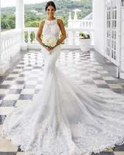 Load image into Gallery viewer, Stunning 2020 Crew Mermaid Sexy Sweep Train Bridal Dress Vintage Inspired (Exclusive Members Only)