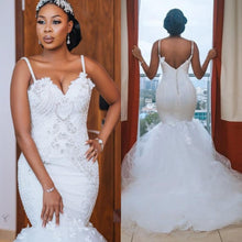 Load image into Gallery viewer, Stunning Mermaid Wedding Dress Featuring Sexy Open Back And Beaded Lace Handmade Bridal Gown Also in Plus Size