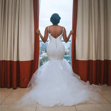 Load image into Gallery viewer, Stunning Mermaid Wedding Dress Featuring Sexy Open Back And Beaded Lace Handmade Bridal Gown Also in Plus Size