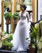 Load image into Gallery viewer, Fine African Lace And Tons Of Beading Makeup This Stunning Mermaid Ceremonial Dress Also Features Detachable Train