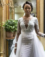 Load image into Gallery viewer, Fine African Lace And Tons Of Beading Makeup This Stunning Mermaid Ceremonial Dress Also Features Detachable Train