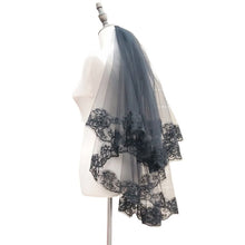 Load image into Gallery viewer, One-Layer  Black Veil Embroidery Floral Lace Trim Bridal Hair Accessories