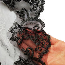 Load image into Gallery viewer, One-Layer  Black Veil Embroidery Floral Lace Trim Bridal Hair Accessories