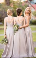 Load image into Gallery viewer, Stunning A-Line Satin Bridesmaid Dress With Spaghetti Back Straps And Floor Length