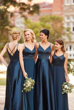Load image into Gallery viewer, Stunning A-Line Satin Bridesmaid Dress With Spaghetti Back Straps And Floor Length