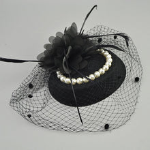 Load image into Gallery viewer, Vintage Birdcage Net Bridal Hats With Feather Pearl  Fascinator With Face Veil Accessory