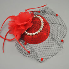 Load image into Gallery viewer, Vintage Birdcage Net Bridal Hats With Feather Pearl  Fascinator With Face Veil Accessory