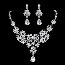 Load image into Gallery viewer, High Quality Fashion Crystal Bridal Jewelry Set Features Tiara Crown Earrings And Necklace Accessory