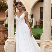 Load image into Gallery viewer, The Sales-Rack Charming Spaghetti Straps Boho Bridal Gown Side Split Made In Chiffon Features Sexy Back